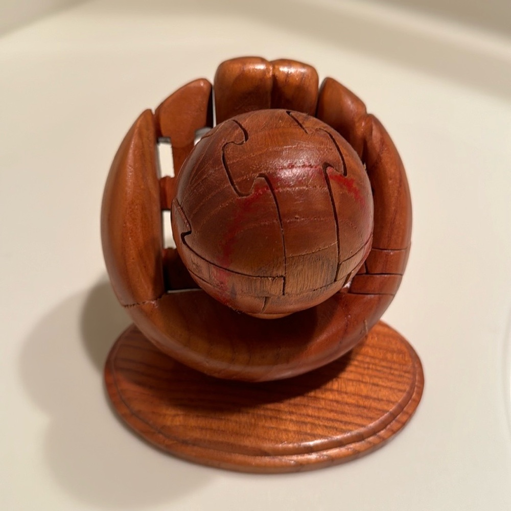 Wooden baseball in mitt puzzle